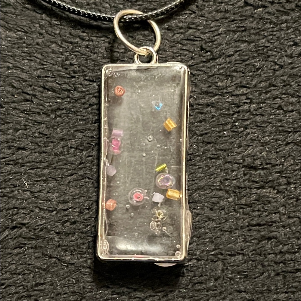Silver Pendant with Multicolor Beads